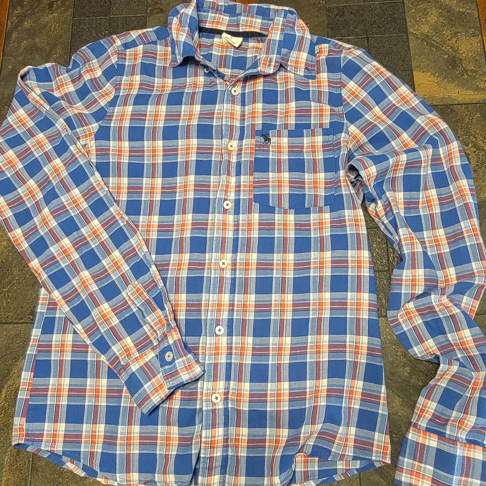 Abercrombie & Fitch Blue and Red Plaid Casual Button Down‎ Shirt